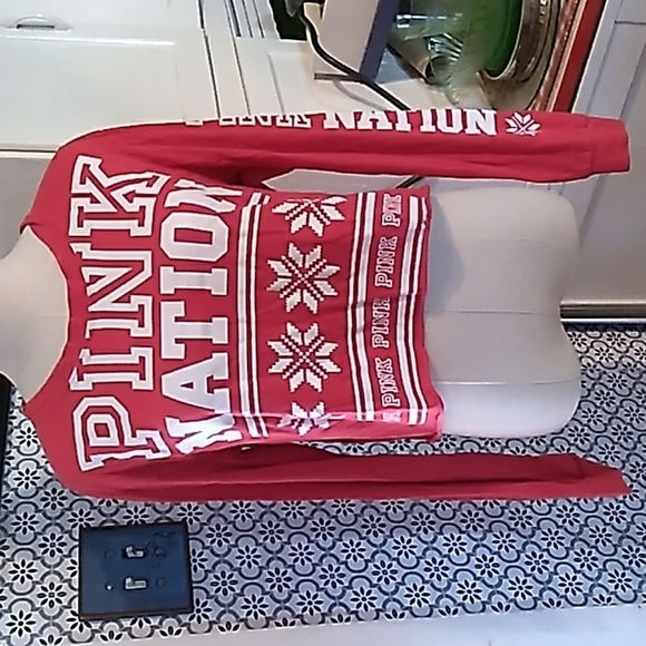 Victoria's Secret Pink red white crop top - Picture 1 of 3